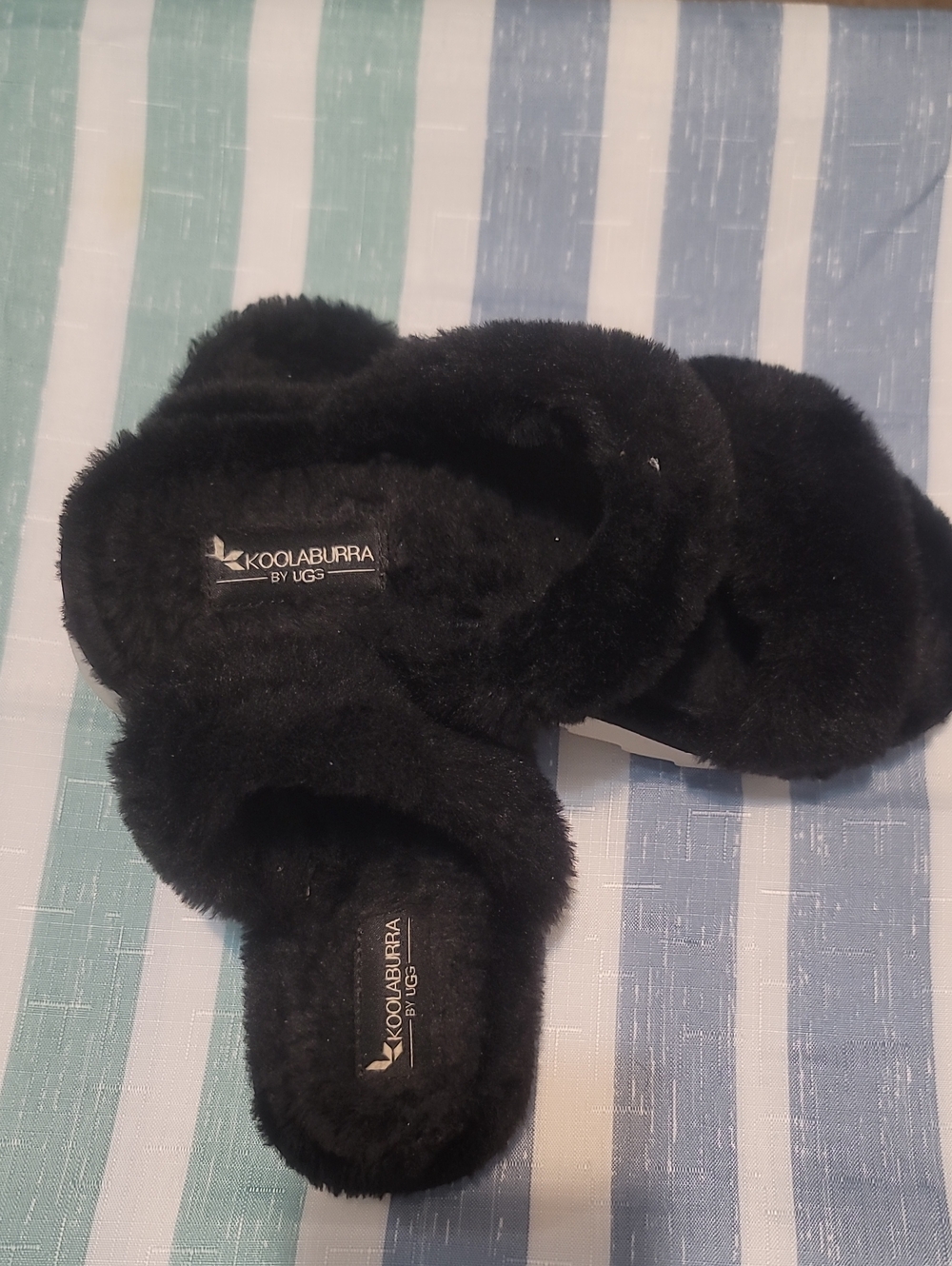 Koolaburra Black Plush Slide Slippers